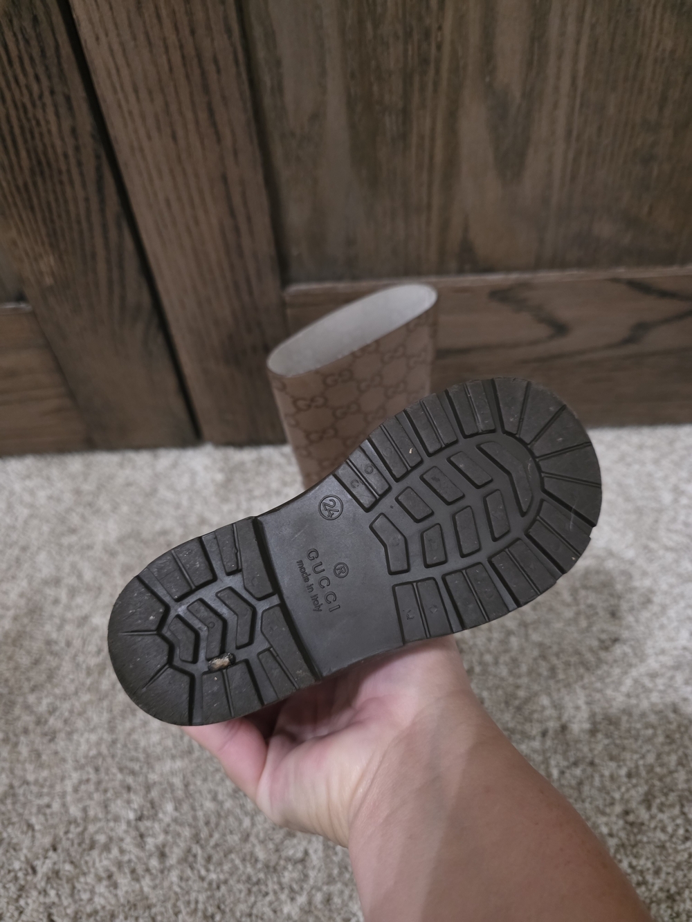 Gucci Brown Logo Kids Rain Boots - Picture 4 of 7